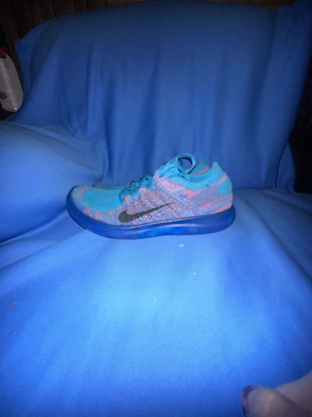 Nike Free RN Flyknit Women's Size 11 blue on blue custom painted